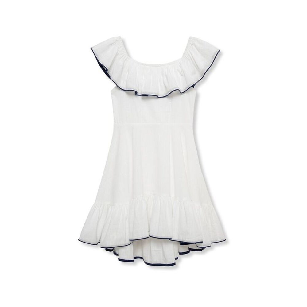 Habitual Girls  Ruffle Neckline Hi-Low Dress, White